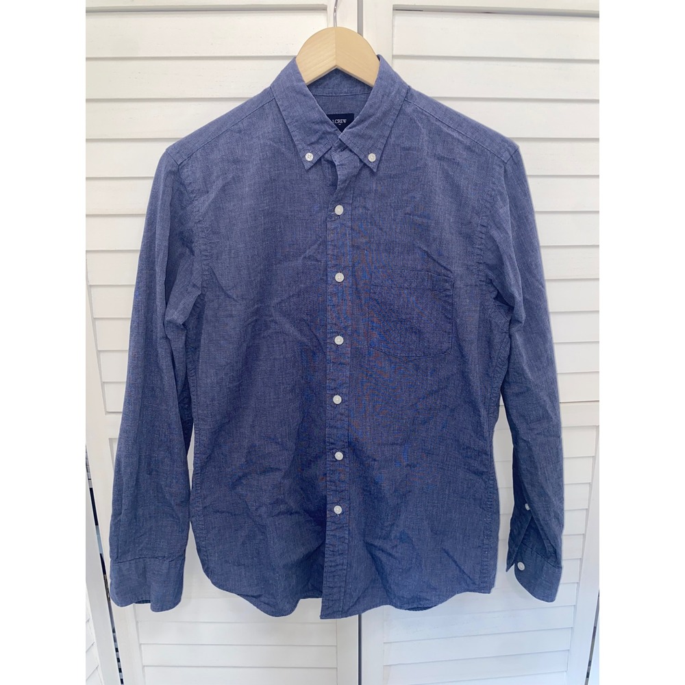 J.Crew Button Down Shirt Mens Blue Long Sleeve Cotton F7524 Small